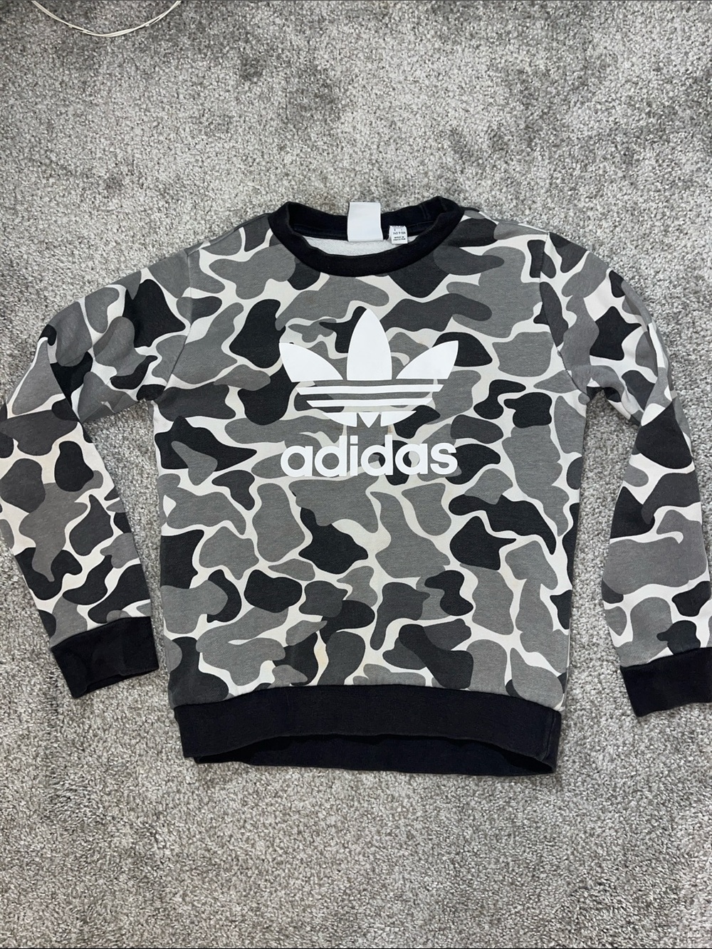 Adidas Camouflage Camo fleece Sweatshirt S Youth Kids 9/10 years Trefoil